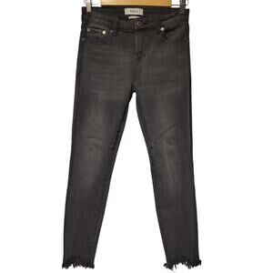 Pistola Black Skinny Jeans Raw Hem Distressed Emo Grunge Goth Punk Rock Size‎ 26